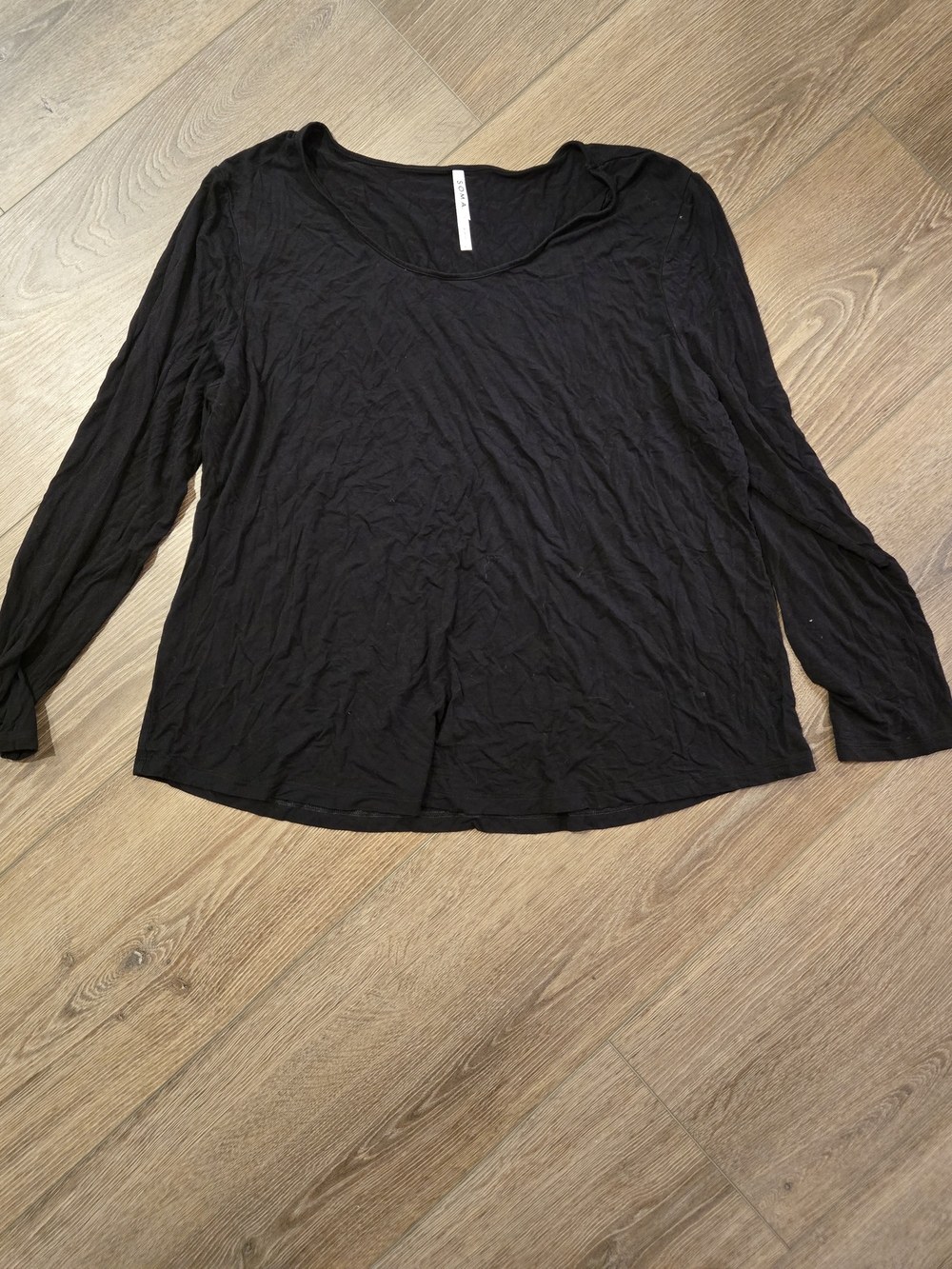 Soma Black Long-Sleeve Scoop Neck Top